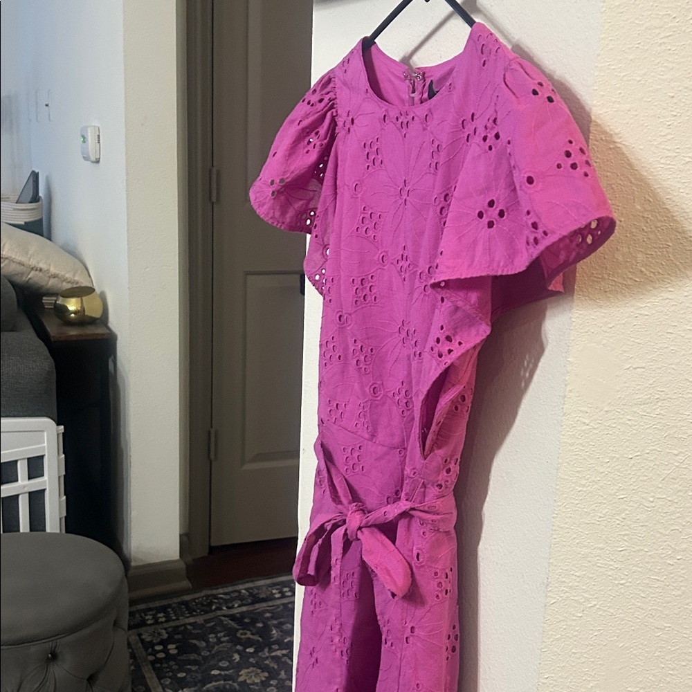 Ann Taylor Eyelet Flutter Sleeve Midi Dress - Picture 5 of 5